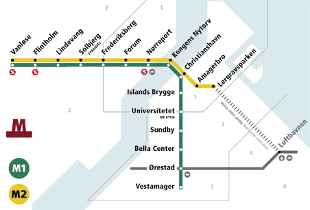 Карта метро Копенгагена